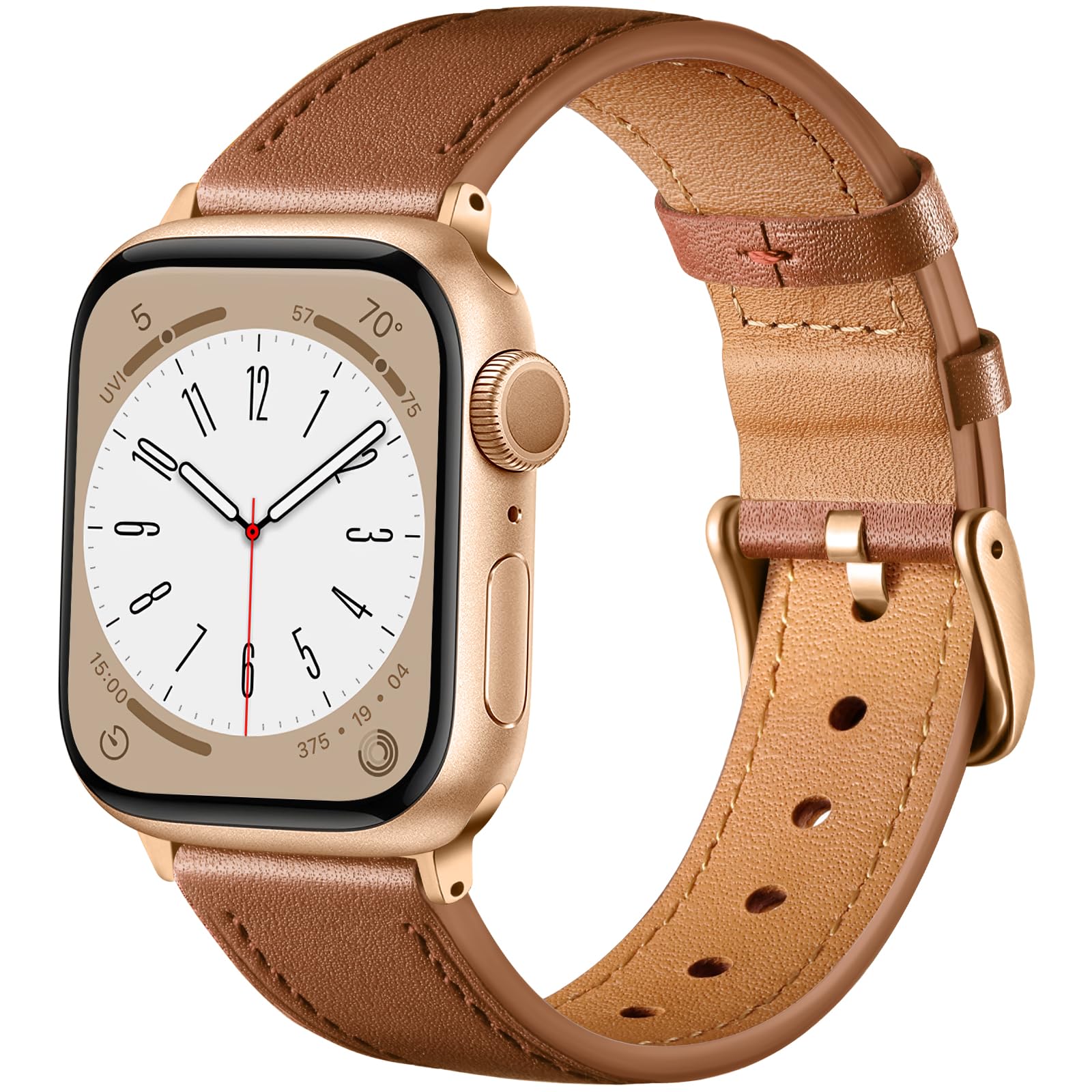 CeMiKa Leather Straps Compatible for Apple Watch Strap 38mm 40mm 41mm 42mm, Replacement Genuine Leather Strap Compatible with iWatch Series 10 9 8 7 6 5 4 3 2 1 SE/Ultra, Men and Women, Classic Brown