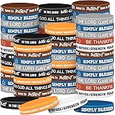 Syhood 200 Pcs Religious Silicone Bracelets Bulk Christian Scripture Rubber Bible Verse Bracelets Inspirational Spiritual Wristbands for Men Women Party Gifts(Retro Color)
