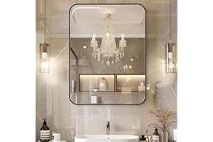 Forypretty Matte Black Bathroom Mirrors for Over Sink, 24x36 Inch Frame Rectangle Large Wall Mirror for Living Room, Modern Horizontal Metal Wall-Mounted Big Mirrors for Wall Decor