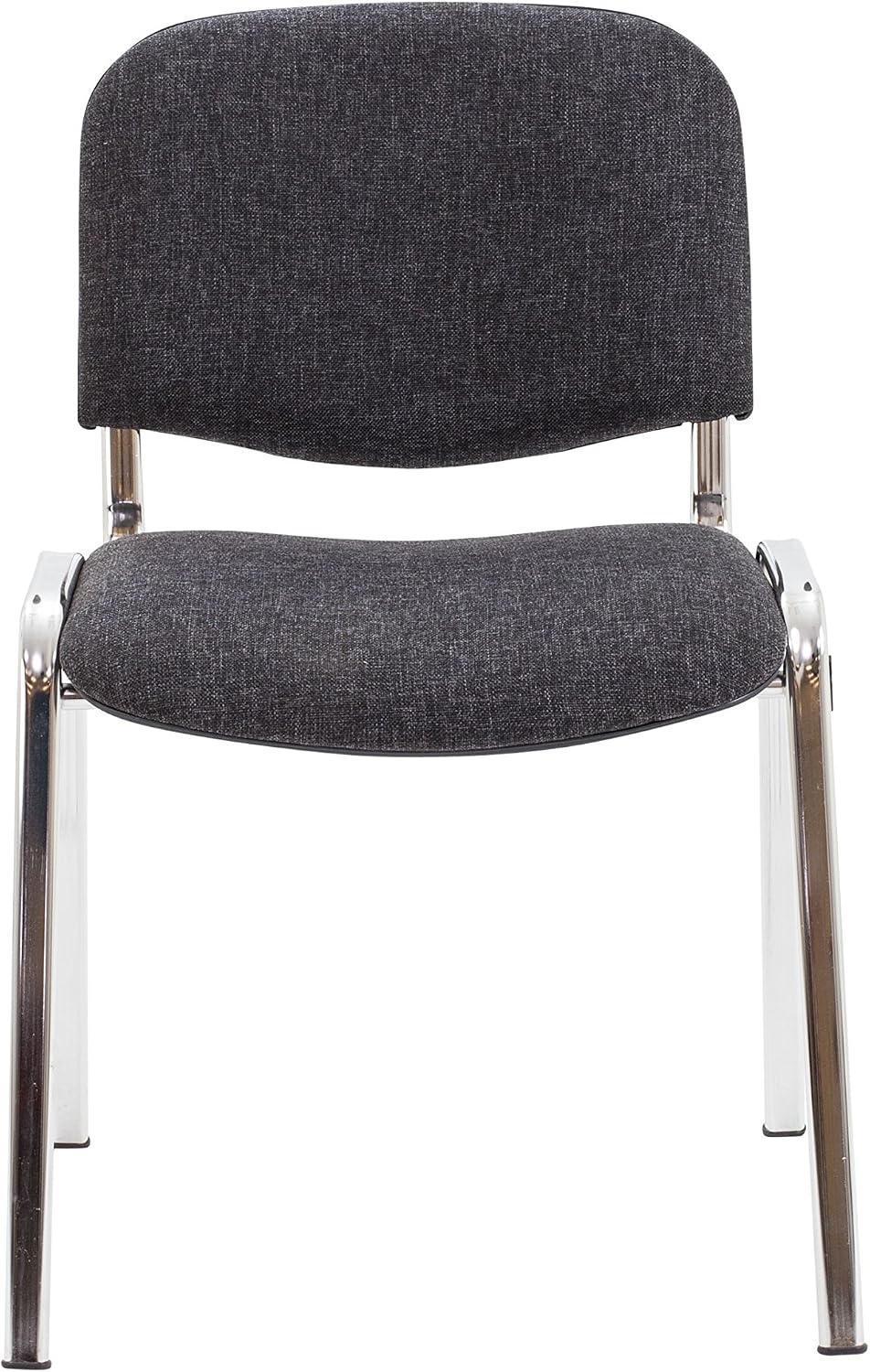 Office Hippo Heavy Duty Stackable Reception Chair, Chrome Frame, Fabric, Charcoal, Pack of 4 - Image 3