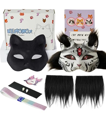 WELLXUNK Therian Masken DIY Set - 6-tlg Bastelset Für Tierkostüme