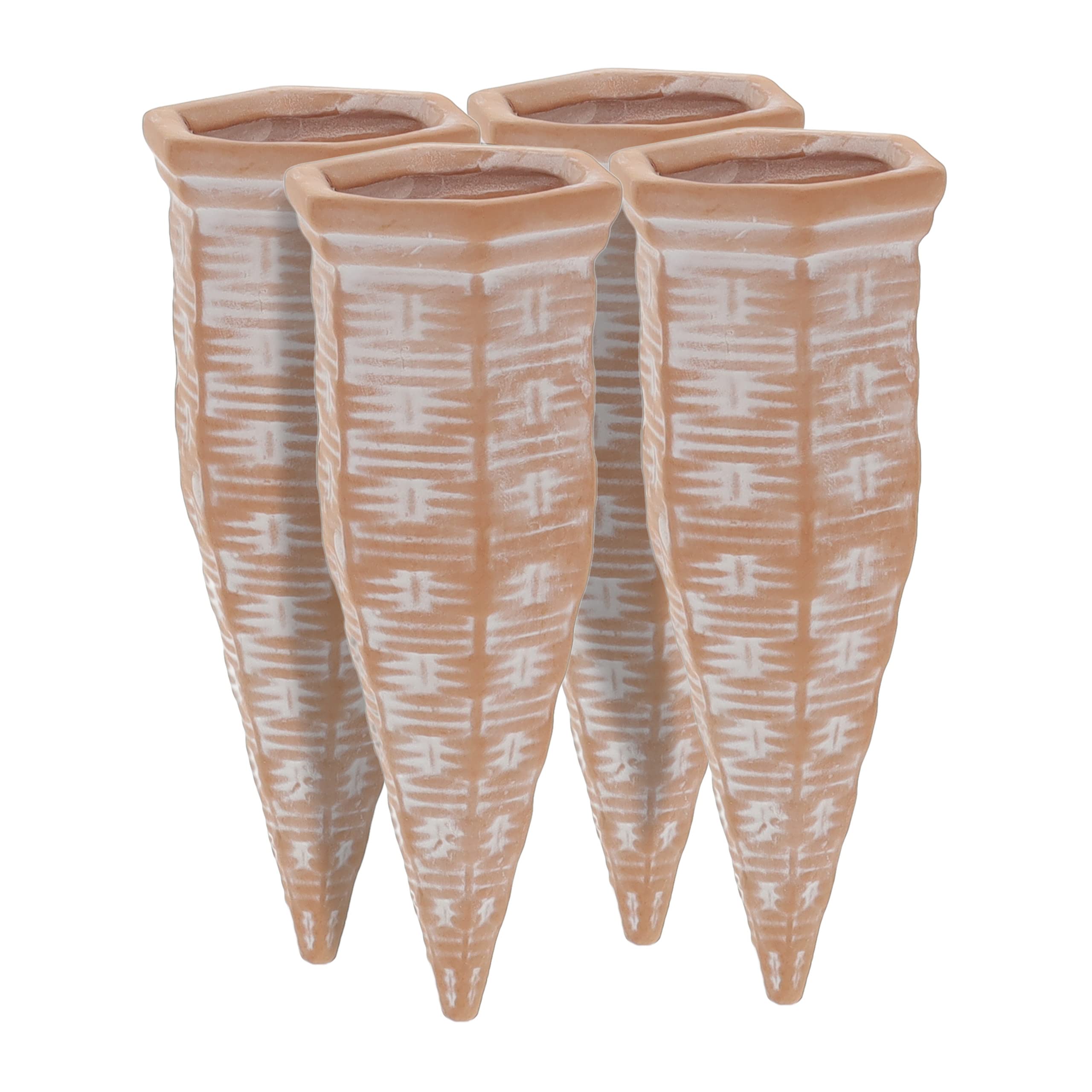 Relaxdays Clay Watering Spikes, Set of 4, Stakes for 1.5 L Plastic Bottles, for Indoor & Outdoor Plants, Terracotta, Ceramics, 13.5 x 5.5 x 5 cm