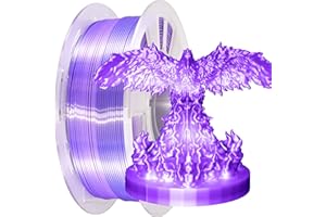 MIKA3D Silk PLA White Change to Silk Purple 3D Printing Filament, 1.75mm 3D Printing Filament, 2 Color Change Multi Colored Silk PLA, Widely Support for 3D Printer, 1KG Silk PLA White to Purple