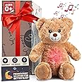 Gemma Joy Bedtime Baby Soothers for Sleep, Cry Activated Heartbeat Stuffed Animal for Newborns with Calming Light, Lullabies, White Noise, Shush – Great Easter Basket Gift – (Bear, Rechargeable)