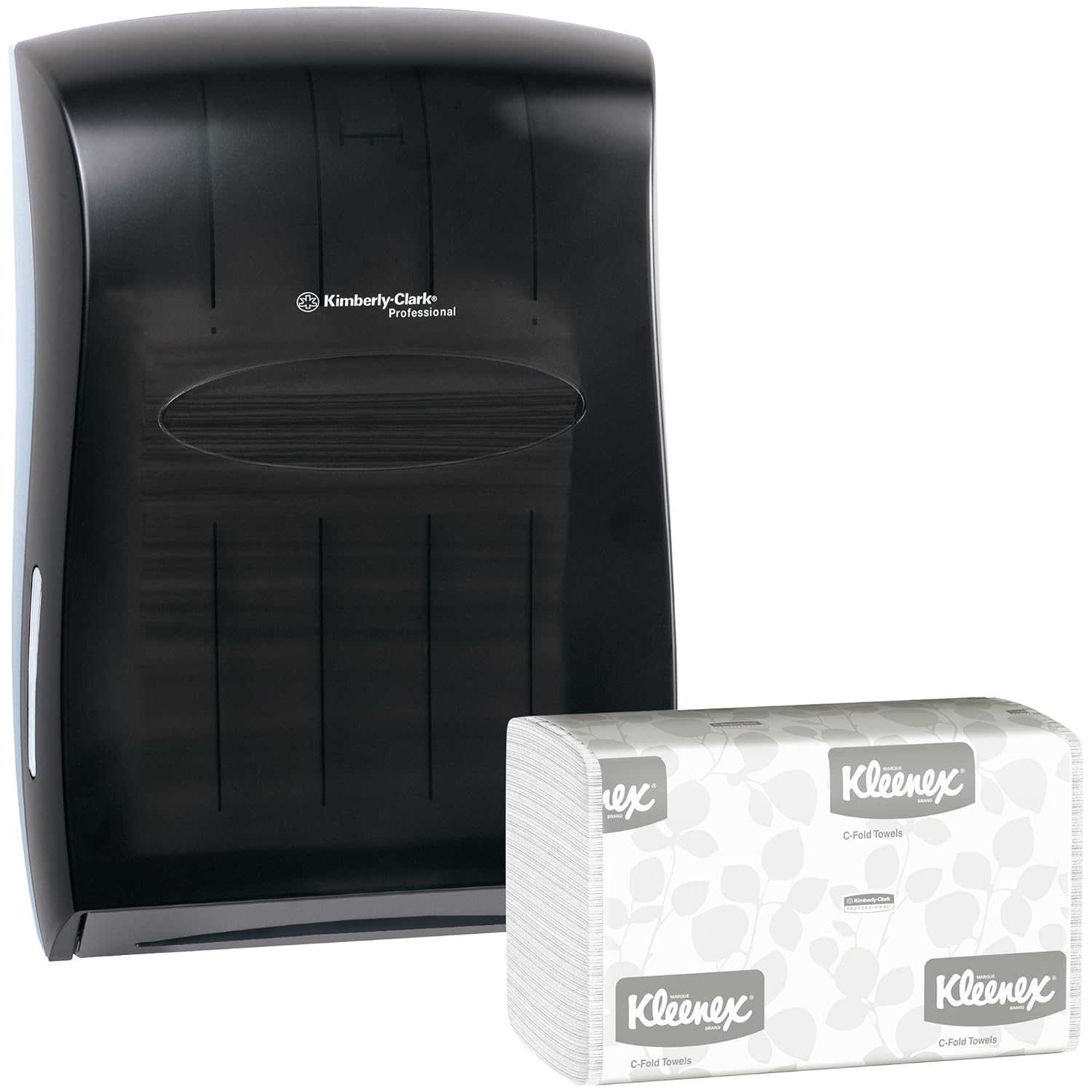 Kimberly Clark Paper Towel Dispenser (Black) with 16 Packs of 150 Kleenex C Fold Paper Towels (2 Kimberly Clark Paper Towel Dispenser (Black) with 16 Packs of 150 Kleenex C Fold Paper Towels (2
