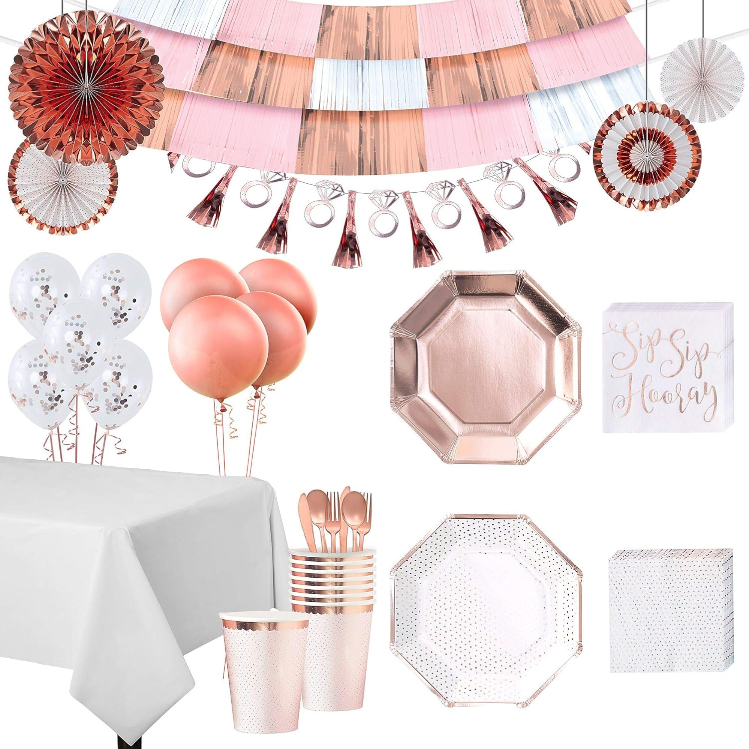 Amazon Com Party City Super Rose Gold Bridal Shower Party Kit And