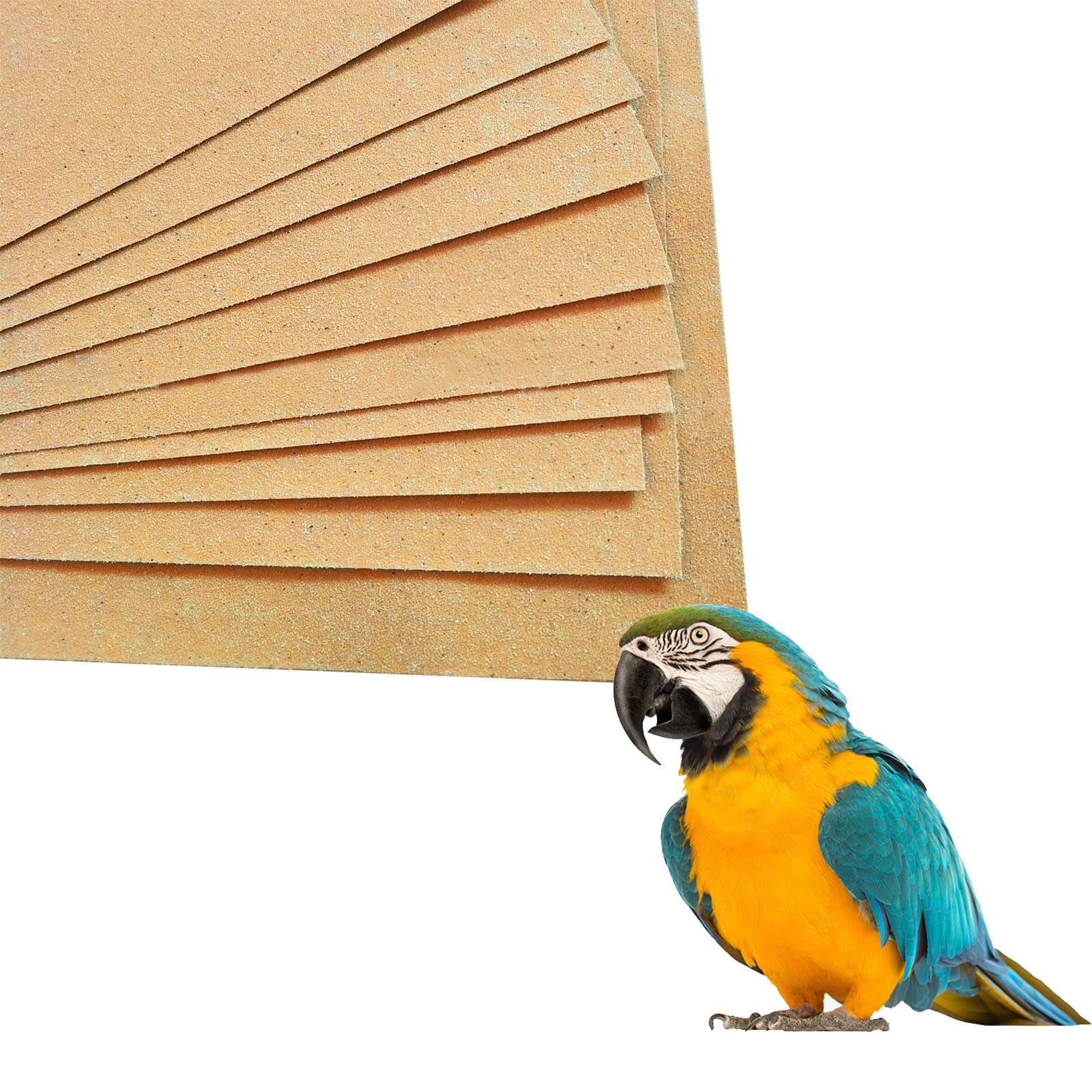 20 Pcs Gravel Paper for Bird Cage, 43 x 28 cm Bird Cage Gravel Liner, Bird Grinding Sandpaper, Easy Clean Pet Sandpaper, Calcium Paper with Sea Sand for Birds Parrots Conures Cockatiels Wild Birds