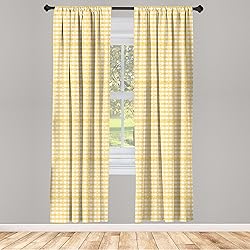 Ambesonne Vintage Window Curtains, Gingham Pattern
