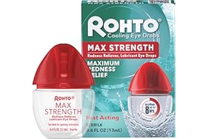 Rohto Max Strength Redness Reliever, Lubricant Eye Drops, Fast, Cooling Relief for Red, Dry, Itchy Eyes, Redness and Dryness Symptom Relief, Soothing Eye Drops, 0.4 fl oz Bottle