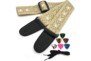 GINJKGO Guitar Bass Strap Acoustic - Guitar Strap for Electric Acoustic, Guitar, Bass and Electric Guitars