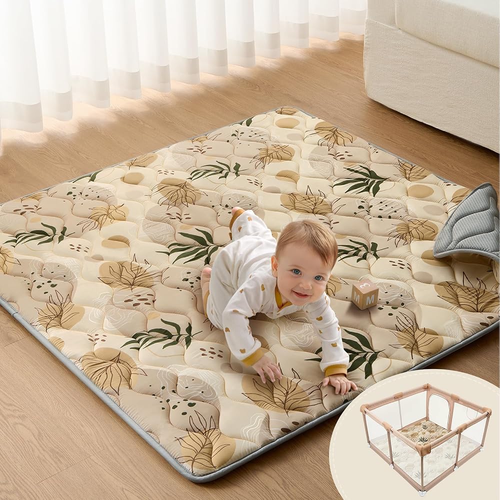 Blissful Diary Baby Play Mats for Floor, 50x50 Playpen Mat, Thick Cushioning Padding Foam Playmat for Baby and Toddlers Infan