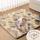 Blissful Diary Baby Play Mats for Floor, 50x50 Playpen Mat, Thick Cushioning Padding Foam Playmat for Baby and Toddlers Infants, Non-Slip & Machine Washable, Earth Tones Design