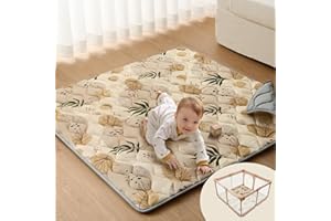 Blissful Diary Baby Play Mats for Floor, 50x50 Playpen Mat, Thick Cushioning Padding Foam Playmat for Baby and Toddlers Infants, Non-Slip & Machine Washable, Earth Tones Design