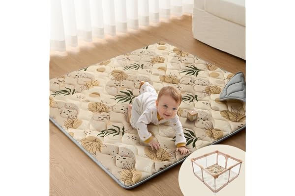 Blissful Diary Baby Play Mats for Floor, 50x50 Playpen Mat, Thick Cushioning Padding Foam Playmat for Baby and Toddlers Infan