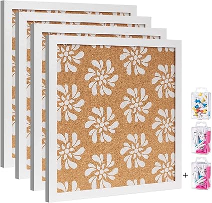 Amazon コルクボード 掲示板 12インチ 12インチ 正方形 ホワイトフローラルプリント モダンフレーム コルクボード 学校 自宅 オフィス用 セットにはプッシュピン個 カラフルなクリップピン個が含まれます 掲示板 コルクボード 文房具 オフィス用品