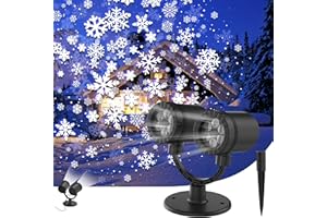 MORITAKK Christmas Projector Lights Outdoor, Double Head Upgrade Rotating Snowflake LED Lighting Projector Waterproof Indoor Outdoor Snowflake Party Garden Lights Party Christmas Decorations