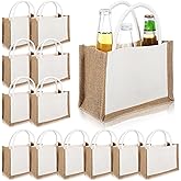 12 Pcs Burlap Tote Bag, Reusable Blank Jute Burlap Grocery Bag with Handle for Bridesmaid Gift Wedding Party Shopping Beach DIY