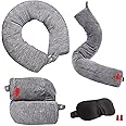 Lusso Gear Twist Memory Foam Travel Pillow for Neck, Chin, Lumbar, Leg Support - Adjustable Pillow for Plane, Car, Bus, Train