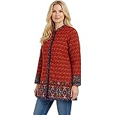 LA CERA Women’s Quilted Jacket, 100% Cotton, Front Pockets, Round Neck, Hand Wash Only