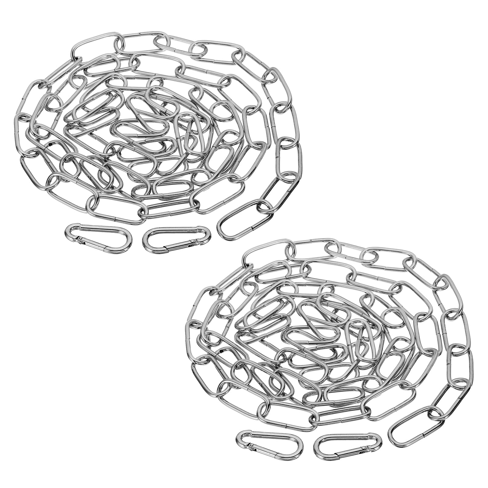 PATIKIL 6 Feet Silver Finish Lighting Hanging Chain, 2 Set Metal Looping Chain for Hanging Plant Pendant Chandelier Light Fixture