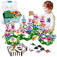 Toddlers Pretend Play-Dinosaur Flower Garden Building Toys 167 PCS,Educational Learning Fine Motor Skill Stacking Games Activities, Birthday Valentines Gifts for 2 3 4 5 Years old Preschool Boys Girls