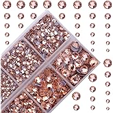 4000Pcs Mixed Size Hot Fix Round Crystals Gems Glass Stones Hotfix Flat Back Rhinestones (Champagne)