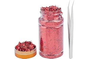 GORGECRAFT Gold Foil Flakes Metallic Gilding Flakes Metal Gold Leaf with Tweezers for Nail Art Decoration, Painting, Crafts, 