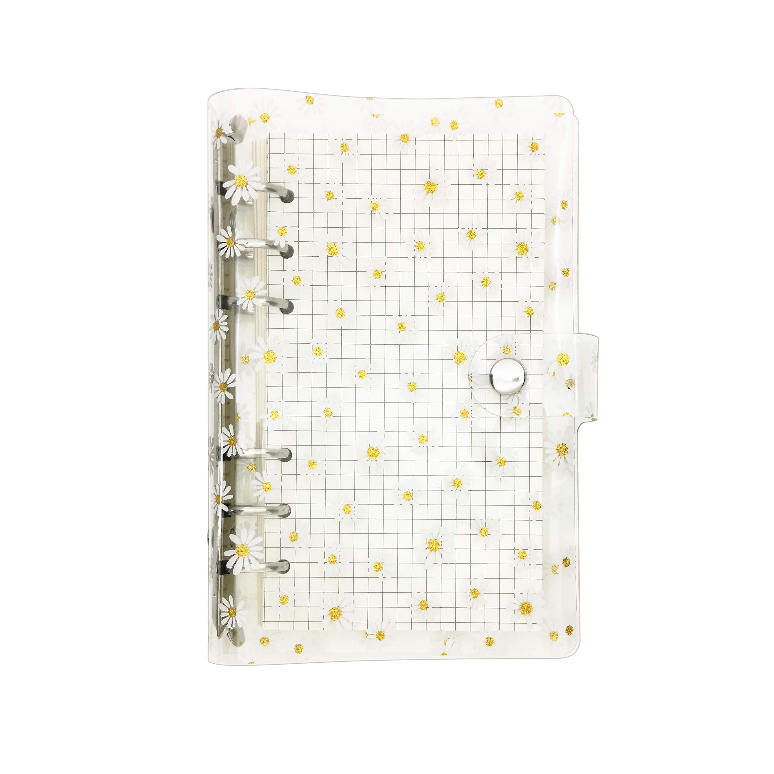 A6 A5 6-Holes Colorful PVC Cover Round Ring View Binder with Snap Button Closure File Folder (Daisy, A6 mini Set)