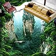 Dzwangzc Wall Mural Wallpaper 108 x 75 inch (Width x Height) Custom 3D Mural Floor Wallpaper Cliff Scenery PVC Wear Waterproof
