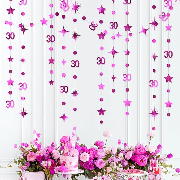 Pancarta 'Talk Thirty To Me' Rosa Con Purpurina - Decoración Cumpleaños 30 Años