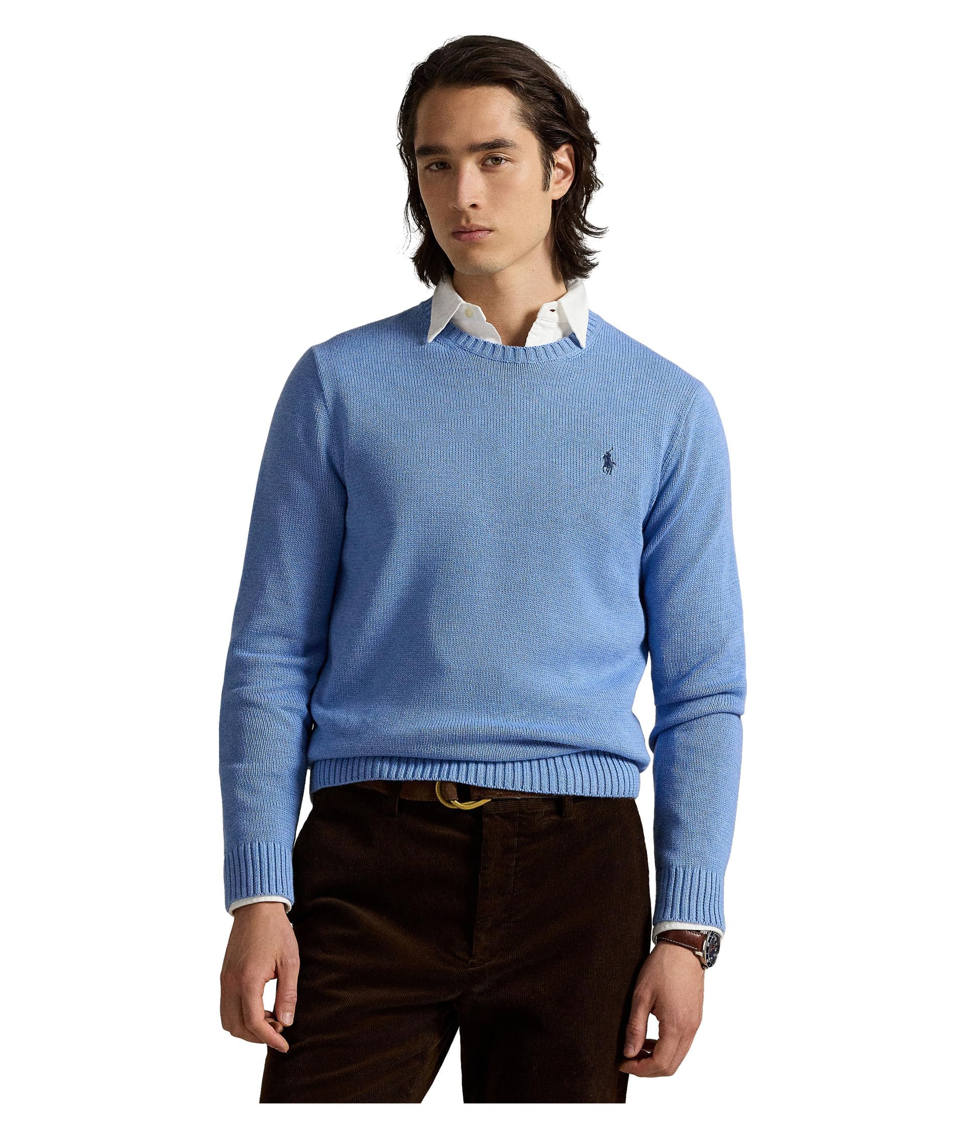 Photo 1 of POLO RALPH LAUREN Mens Cotton Crewneck Sweater Soft Royal Heather MEDIUM