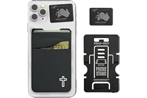 Gecko Travel Tech Double Pocket - Adhesive Card Holder - Cell Phone Pouch - Stick on Spandex Pocket - Carry Credit Cards and Cash (GRAY - CROSS)