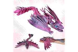 SHUWND 3D Printed Dragon with Wings, Feathered Wyvern Dragon,Full Articulated Crystal Flying Dragon Fidget,Realistic Large Pet Dragon, Flexible Shoulder Dragon Stuff, 3D Printed Animals Toy.