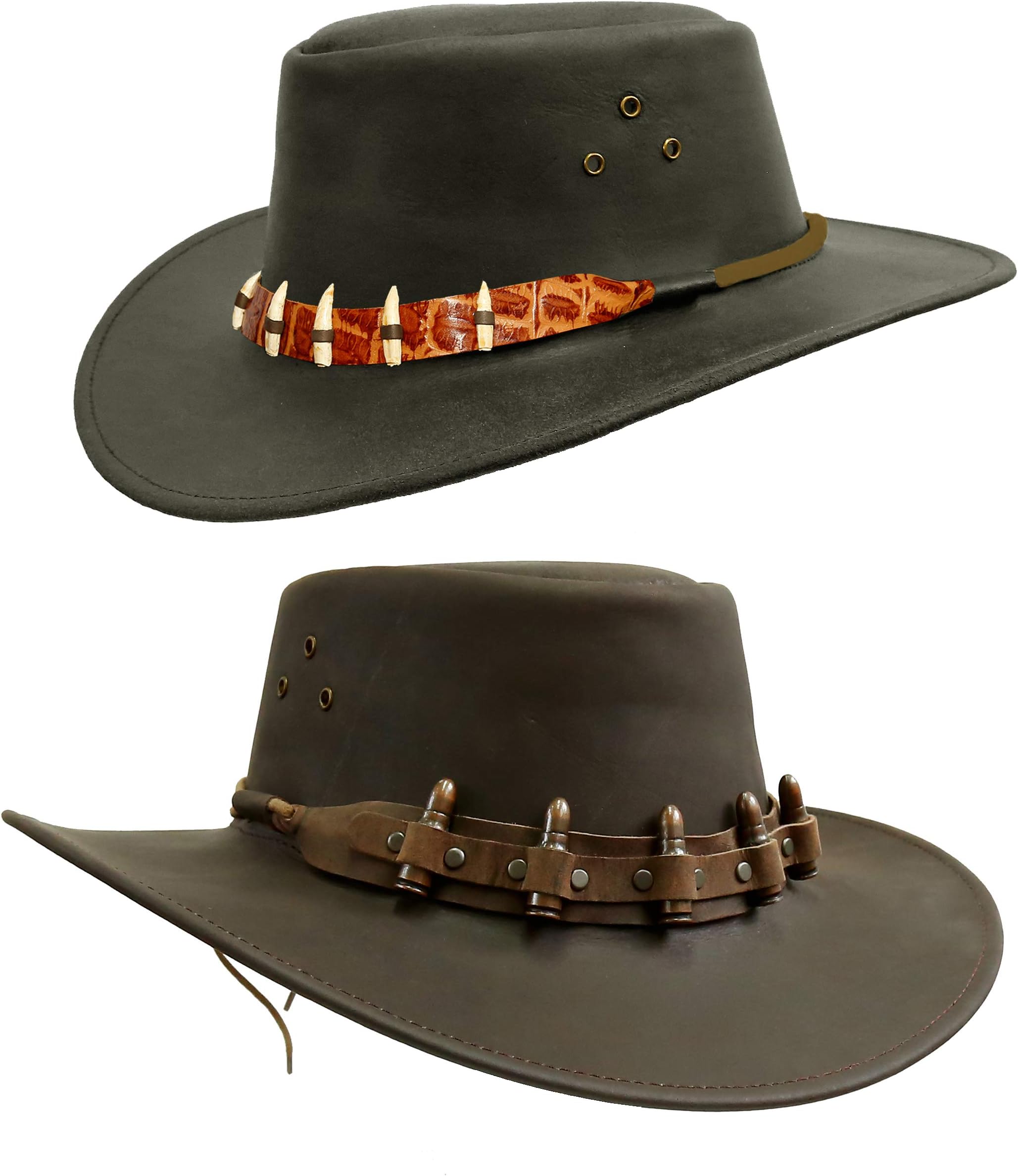 Cowboy Leather Hat with Bullet or Crocodile Hatband | Kakadu Traders Traveller Hat