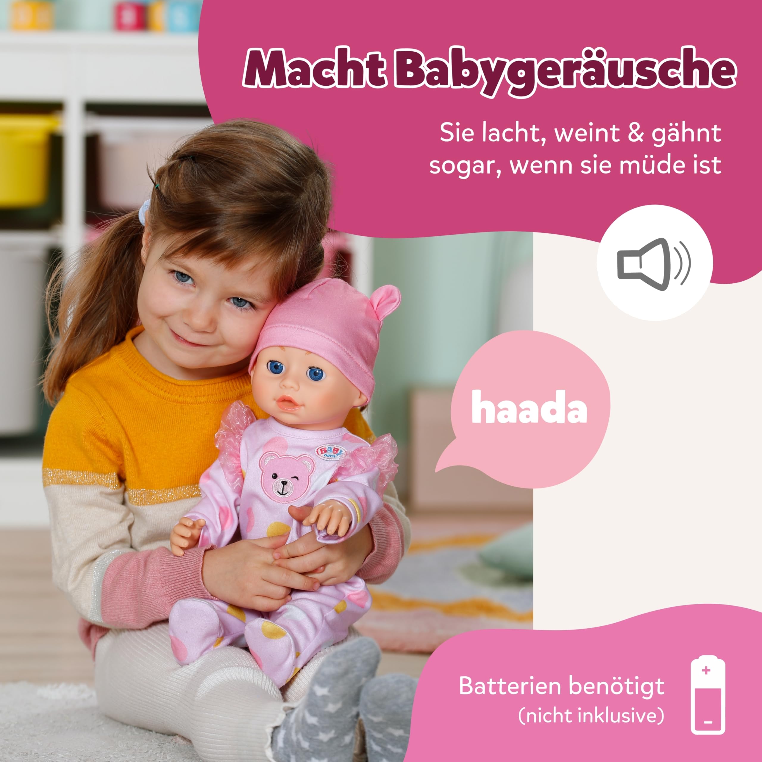 BABY Born Emily Lauf mit Mir - 43 cm Puppe mit elektronischen Funktionen - Krabbel- & Lauflernpuppe mit Soundfunktion - Inkl. rosa Strampler & Mütze - Geeignet für Kinder ab 3 Jahren 3