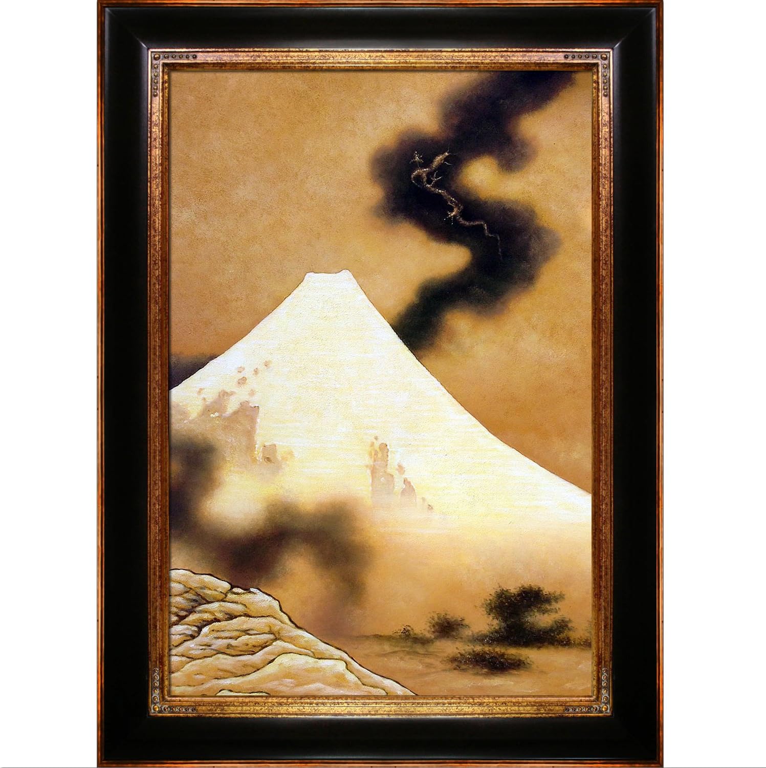 Amazon Com La Pastiche The Dragon Of Smoke Escaping From Mt Fuji Framed Oil Painting Multi Color Paintings