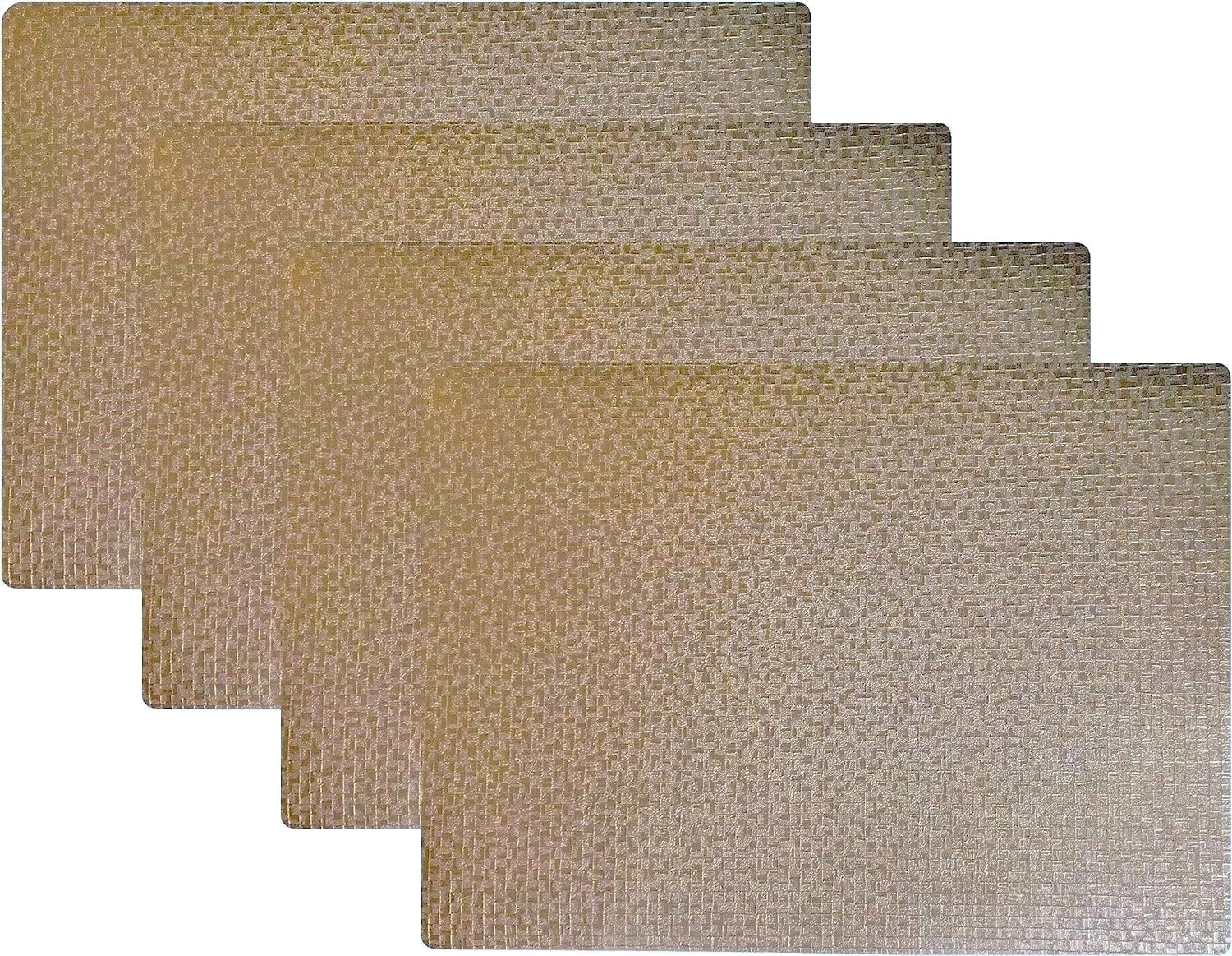 Photo 1 of 4 Pack Shimmer Placemat Set 13" x 18" Deluxe Vinyl Mosaic Decoration Non-Slip (Taupe)