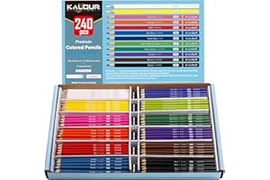 KALOUR Premium Colored Pencils Bulk,12 Assorted Vibrant Colors,240 Count Total,School Classroom Supplies For Kids Teachers,Pre-sharpened Artists Colored Pencils for Adult Coloring Book