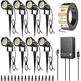ZUCKEO All-in-One Landscape Lighting Kit, 5W LED Low Voltage Landscape Lights with Transformer and 80FT Wire, Waterproof Outdoor Spotlight with Connectors for Yard Garden House, 3000K 12-24V 8Pack
