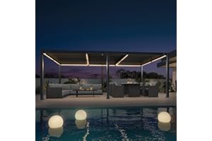PURPLE LEAF Louvered Pergola 11' x 21' Patio Aluminum Oversize Perogla with String Lights Independent Adjustable Roof for Out
