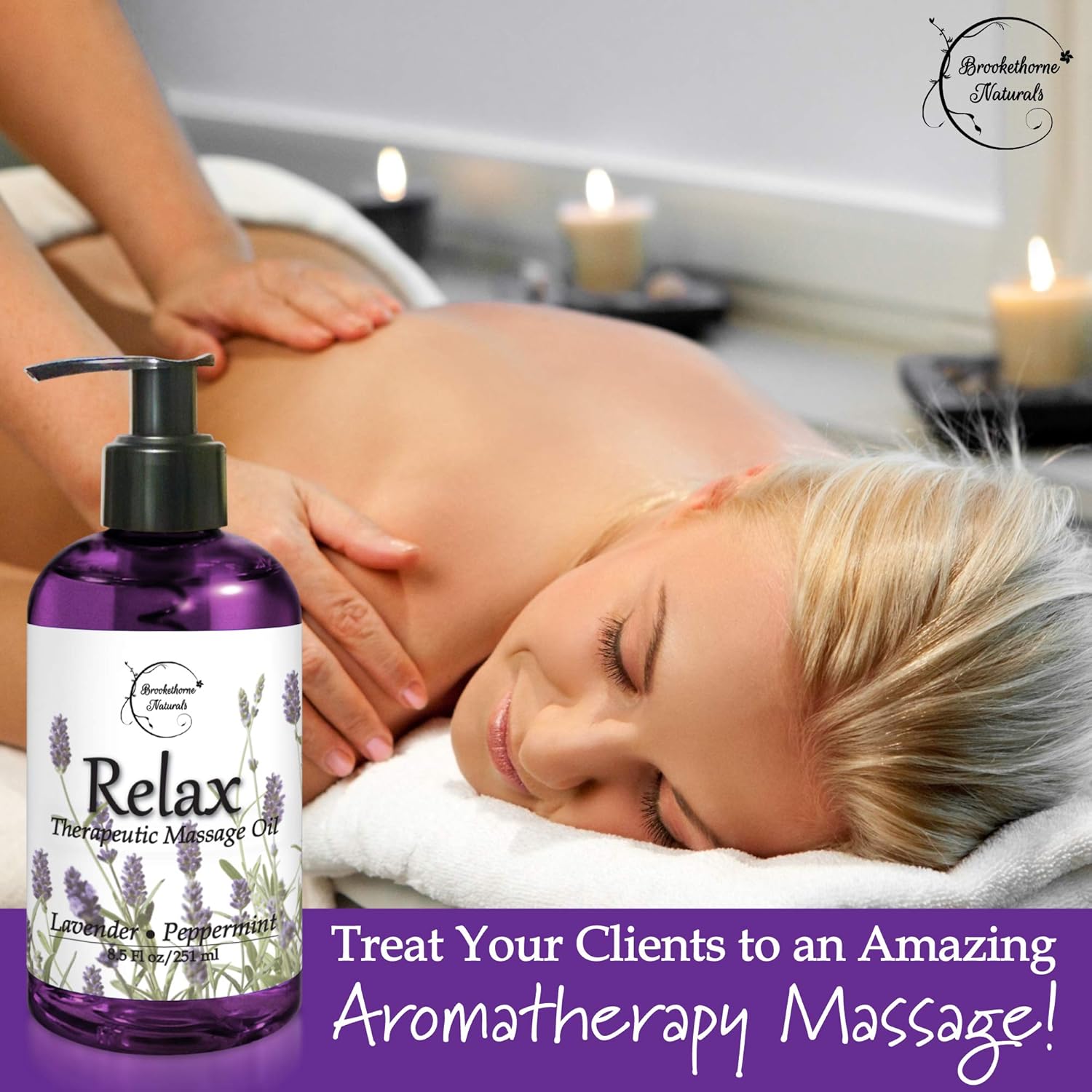Relax Therapeutic Body Massage Oil - with Best Essential Oils for Sore Muscles & Stiffness – Lavender, Peppermint & Marjoram - All Natural - with Sweet Almond, Grapeseed & Jojoba Oil 8.5oz: Health & Personal Care