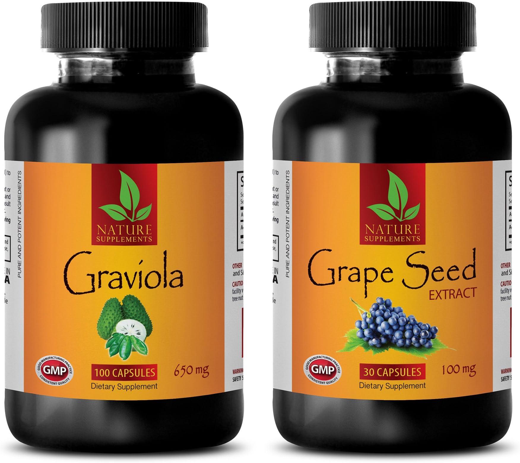 antioxidant Anti Aging - GRAVIOLA - Grape Seed Extract - Grape Seed face - (2 Bottles Combo)
