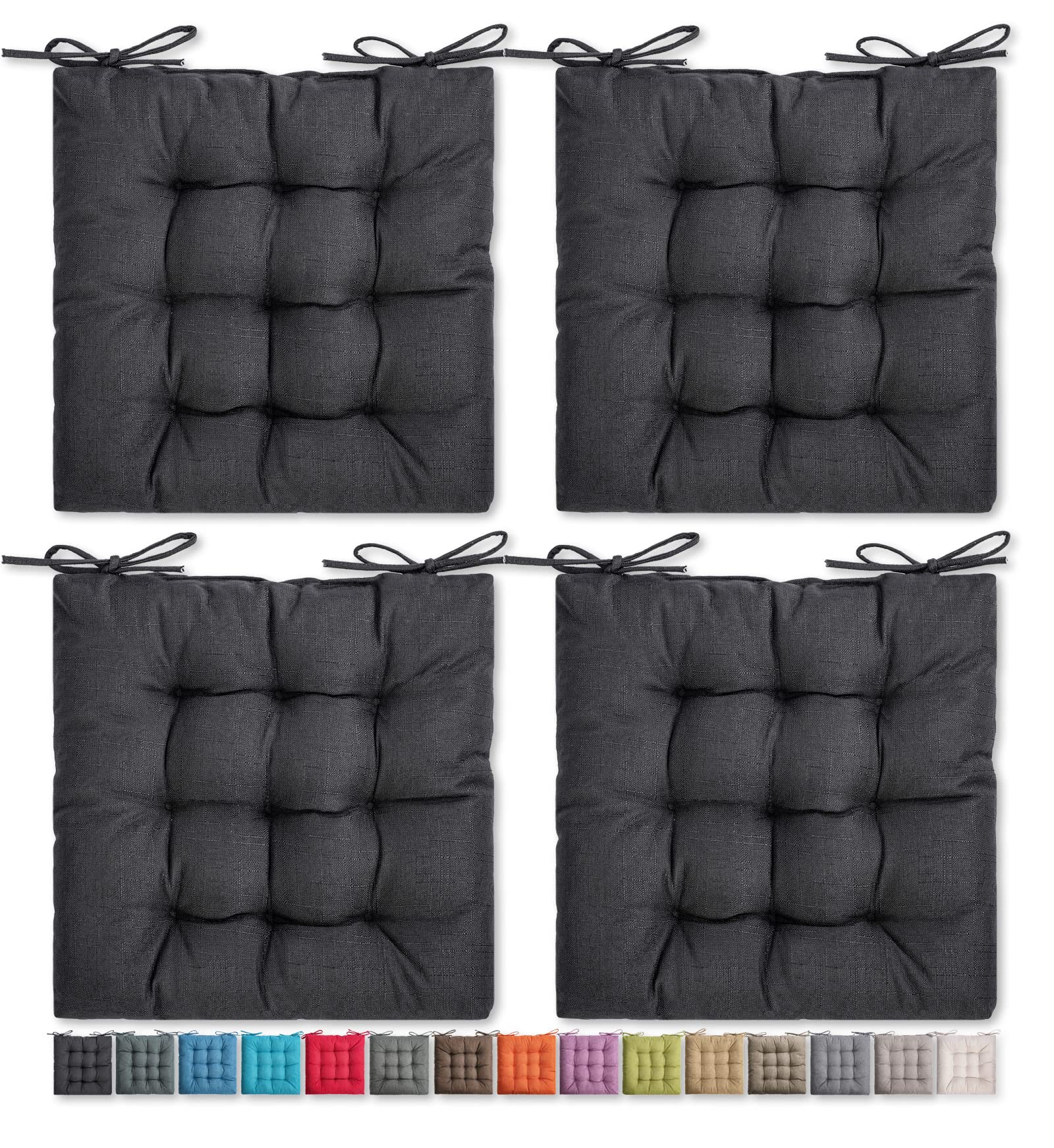 Photo 1 of SQUARE MOON 4 Pack Chair Cushions, Seat Cushions, Chair Pads, Chair Mat for Indoor, Outdoor Dining Chair, Kitchen Chairs, Dining Room Chairs (16" × 16" × 4 Pack, Black)