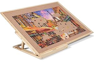 Becko US Puzzle Board with 4 Angle Adjustable Bracket/Stand, Wooden Puzzle Table with Premium Smooth Flannel Surface, Lightweight & Portable, Used Horizontally/Vertically for 1500 Piece Jigsaw Puzzles