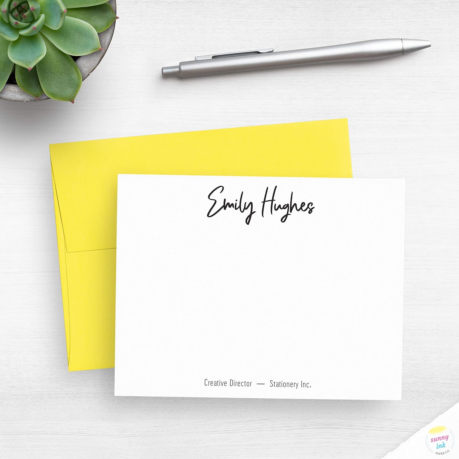 Classic Handwritten Style Personal Flat Note Cards