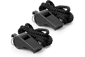 THE AMERICAN WHISTLE CORPORATION American Whistle Corporation Patriot 2-Pack - 115 db Plastic Whistles with Lanyards - Made in USA (Black)