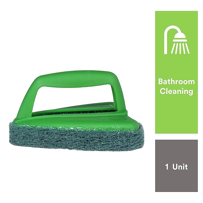 ScotchBrite Bathroom Brush with Abrasive Fibre  (Green) Amazon.in