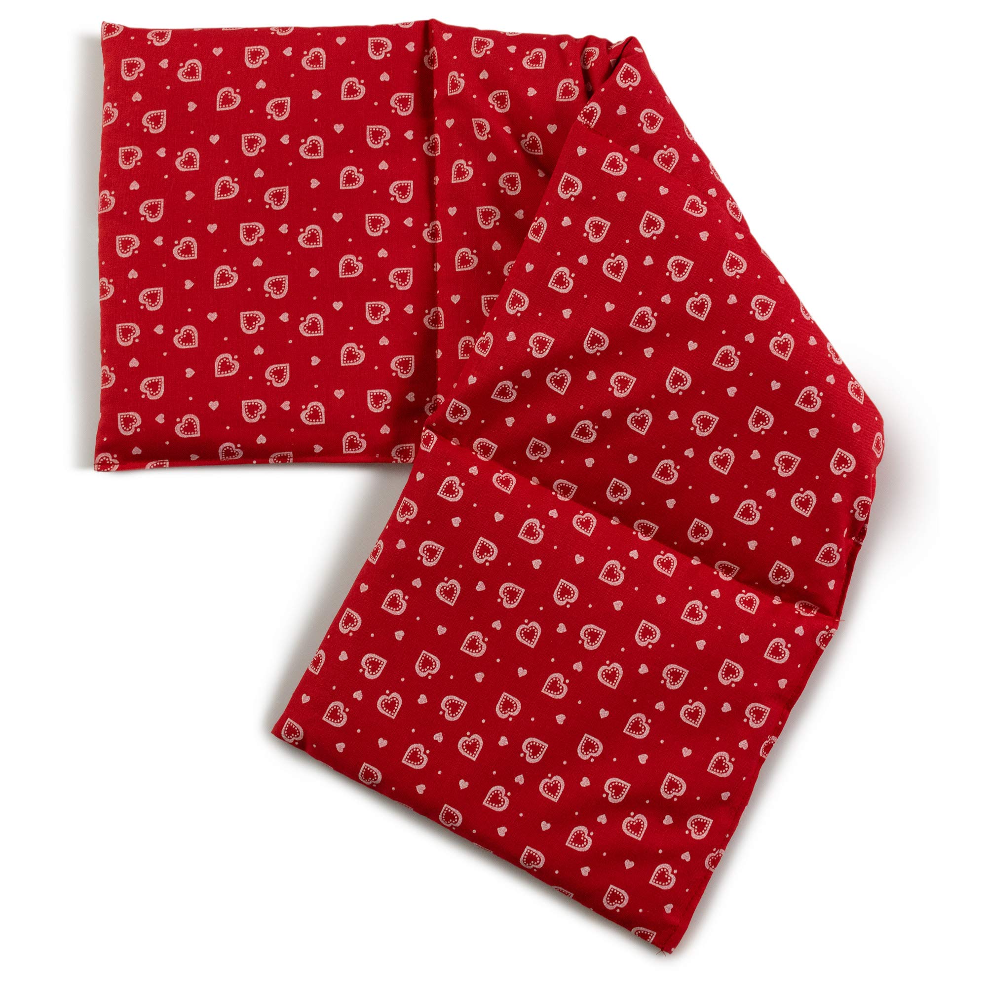 Hot Cherry Stone Pillow - Heating Pad and Cooling Bag - Cherry Pit - Microwavable (red with Hearts, 4 Pockets Style 23.6 x 7.8 in)