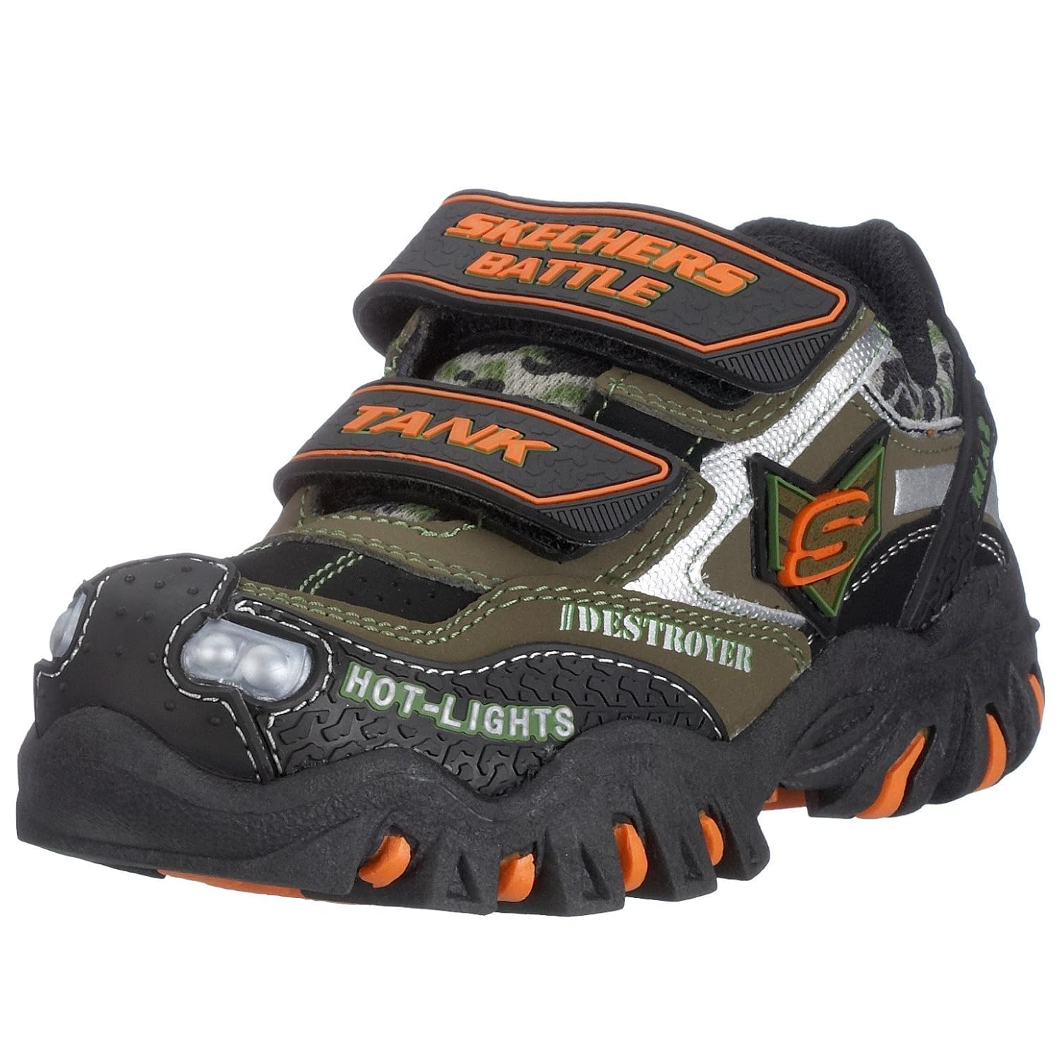 Skechers Kids 90350N Damager Army HookandLoop LightUp Shoe Olive