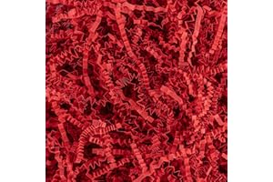 Sukh 4.9OZ Christmas Red Crinkle Cut Paper - Reusable Paper Shred Filler as Confetti Paper Stuffing Baskets Filler for Cute Easter Wedding Birthday Decorative Craft Box Bags Wrapping Supplies(Red)
